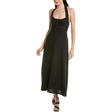 WeWoreWhat Women's Button Front Linen Blend Maxi Dress, Black, S,  NWT