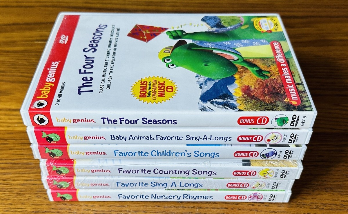LOT OF 6 BABY GENIUS DVDs 3 SEALED Counting Baby Animals
