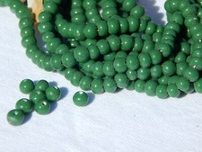 100 Vintage Beads 1960s RETRO GREEN GLASS BEADS, Round 5mm Mid-century Japanese
