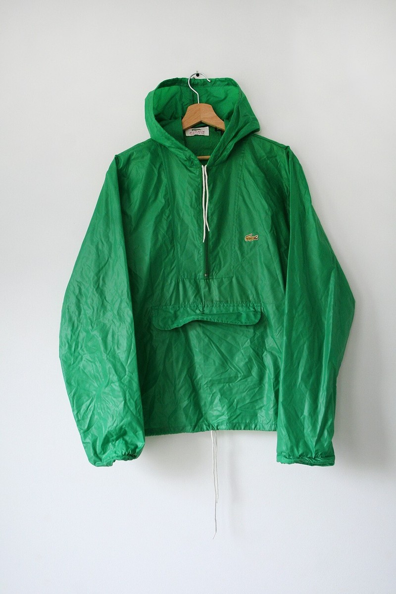 Vintage 80s Lacoste Green Packable Windbreaker Pullover Anorak