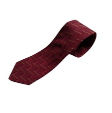 Vintage Burberrys of London Woven Burgundy Geometric Silk Tie.