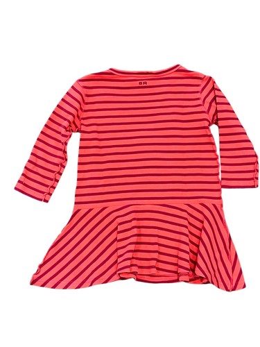 SONIA RYKIEL GIRLS SIZE 4 PINK STRIPE LONG SLEEVE FLARE DRESS FACE PATCH SEQUIN - Picture 5 of 11