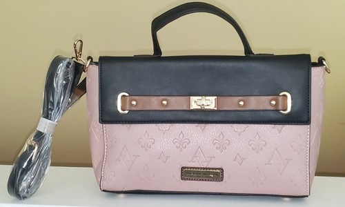 Pink & Marineblau Adrienne Vittadini AV geprägter oberer Griff Schultertasche verstellbarer Riemen