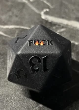 Obsidian D20 F**K Dice🔥NO “1” JUST F**K,DND MAGIC THE GATHERING🔥1 Die Incl