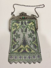 Antique 1920s Whiting Davis Art Deco Enameled Mesh Purse Flapper Bag