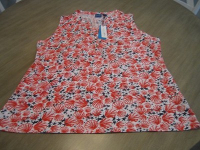 NWT! Caribbean Joe Women's Sleeveless Seashell Starfish Shirt Size 2X WOW!!!