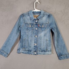 Levis Girls Denim Trucker Jacket Youth 5 Light Wash Blue Jean Y2K Boho Western