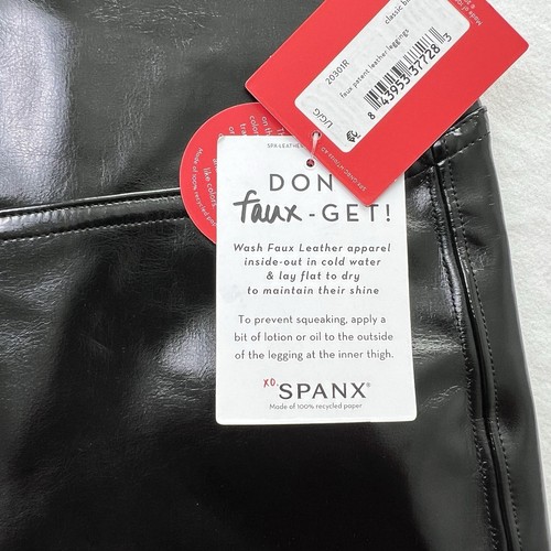 Spanx Faux Patent Leather Leggings Womens Large Classic Black High Rise Ankle - Picture 10 of 12