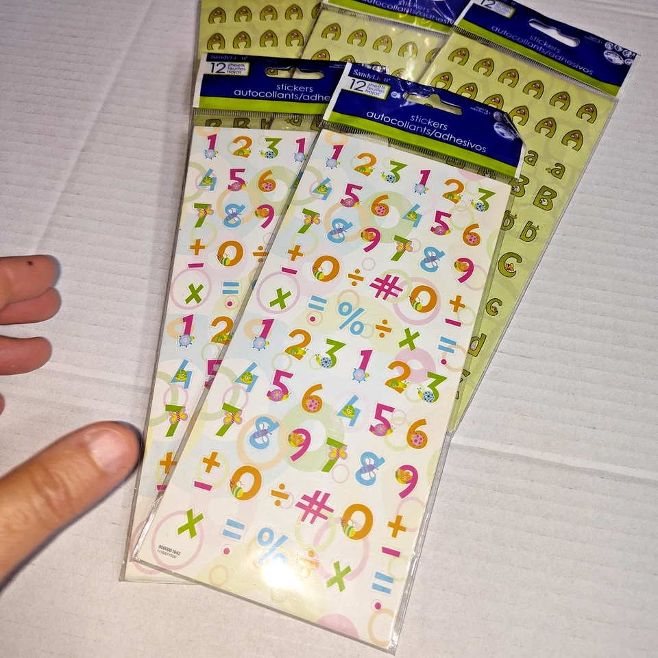 Lot of 5 SandyLion Stickers Alphabet Numbers Math Symbols 12 Sheets Each - Image 3 of 4