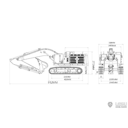LESU 1/14 374 RC Excavator Metal Digger Truck KIT Radiator Tracks Sprocket ESC - Picture 9 of 11