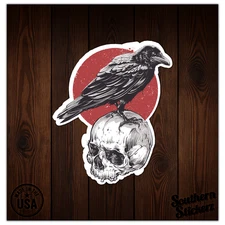 Raven Crow Skull - Vinyl Decal Sticker - Car Window Laptop - ebn8940