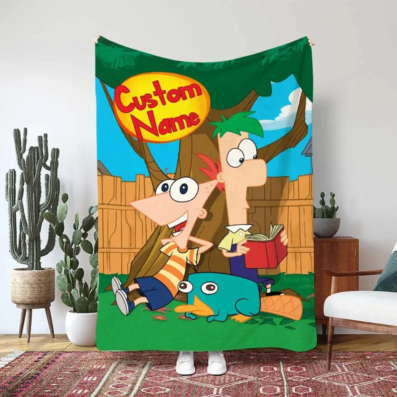 Custom Perry The Platypus Disney Phineas And Ferb Fleece Blanket