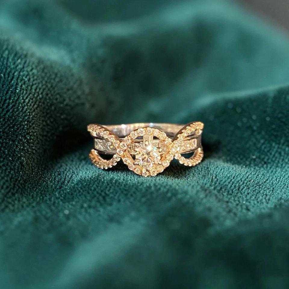 GIA-zertifiziert 1,25 Cts Runde Prinzess F/VS1 Diamanten Verlobungsring 14K Gold - Bild 3 von 4