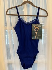 Danskin Women's Vintage 1970's "Free-Style" Leotard Blue Small Lace NWT