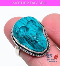 Santa Rosa Turquoise Artisan Anniversary Ethnic Statement Ring Size 8 925 Silver