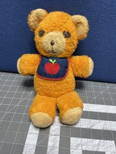 Fisher Price Freddy Teddy Bear Apple Bib 1975 Orange Tan Stuffed Animal 418