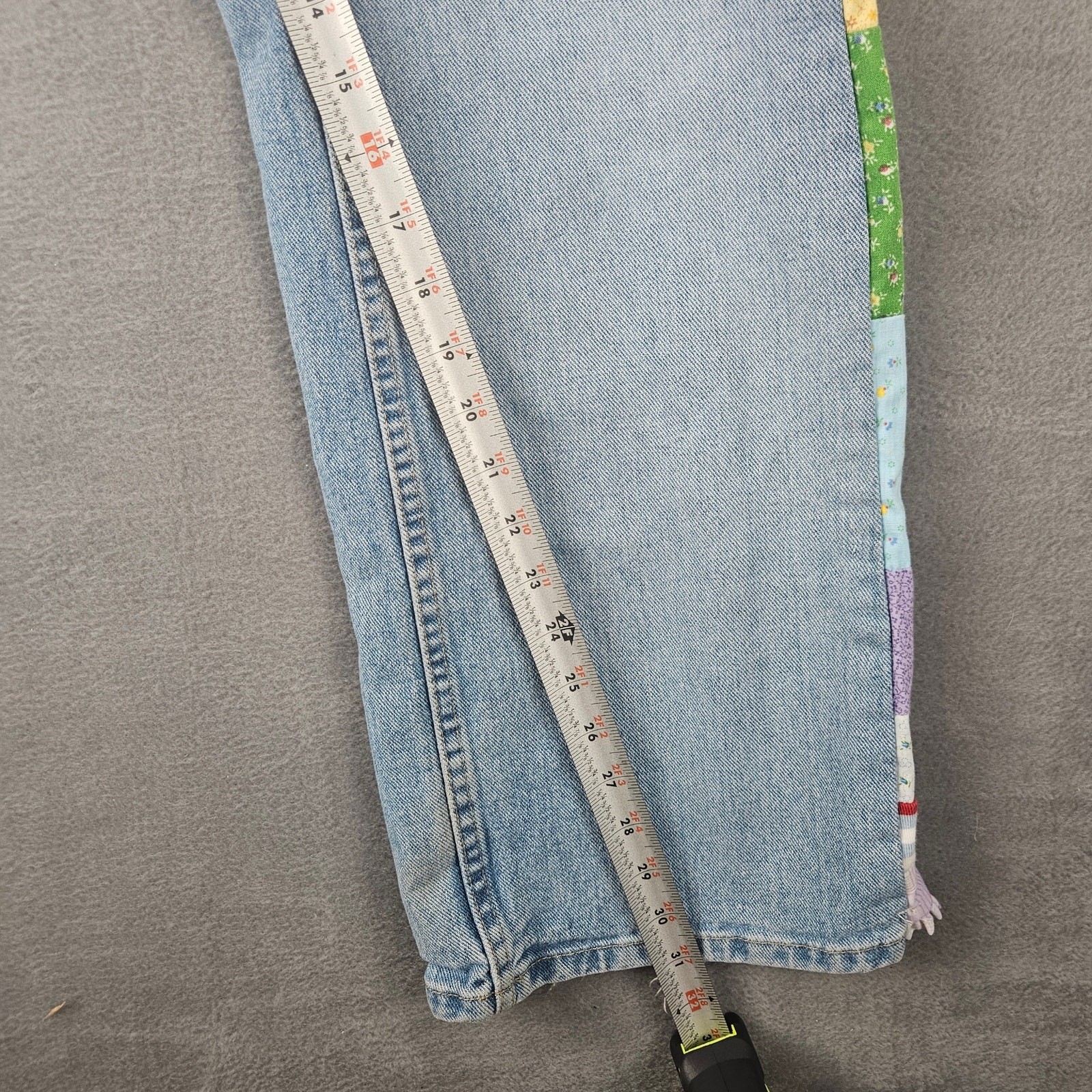 Homemade Patchwork Artsy Side Panel Straight Leg … - image 7