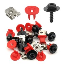 10 Sets T30 Engine Splash Shield Screws Bolt Nut Clip Kit, with One Size, Red