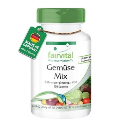 Gemüse Mix, 120 Kapseln, HOCHDOSIERT, VEGAN, 10 Sorten Gemüse - Bild 1 von 4