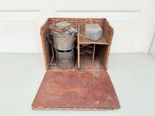 Antique Drew and Sons Automotive Picnic Set Basket & Tea Set