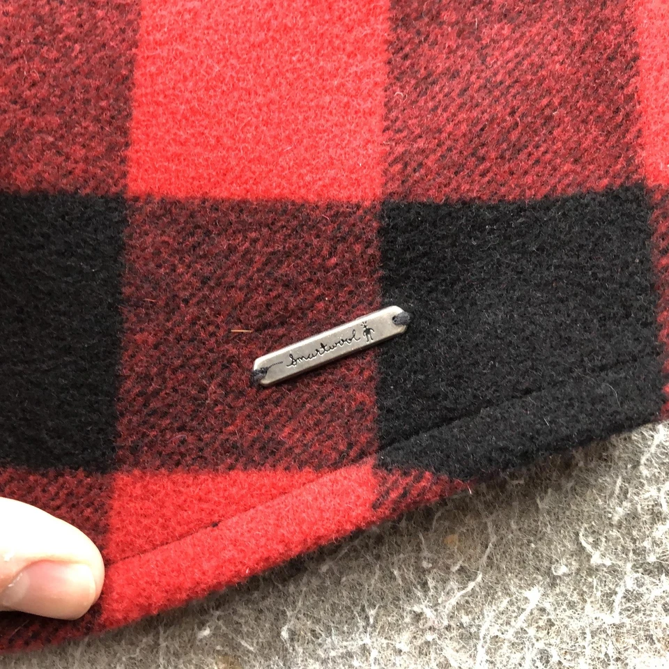 Camisa Chaqueta Smartwool Para Hombre Mediana Roja Negra Búfalo A Cuadros Lana A Presión SM00122 Foto 4 de 4