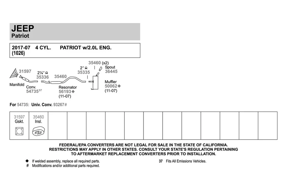 For Jeep Patriot 07-11 Exhaust Muffler and Pipe Assembly Quiet-Flow Steel Oval Foto 4 de 4
