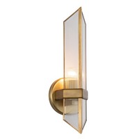 Wandleuchte Wandlampe E27 H: 38.4 Cm Metall Glas In Messing Antik Art DéCo Flur