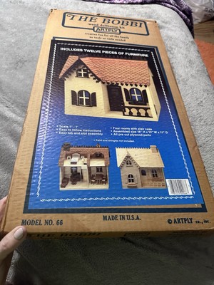 Vintage Dollhouse Kit Artply #66 The Bobbi 4 Rooms 12 Furniture