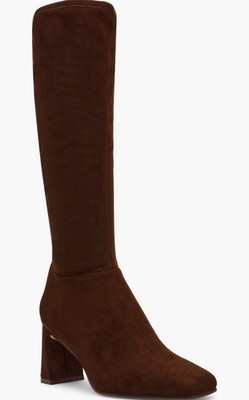 Steve Madden Women Brown Synthetic Knee High Boots Side Zip Block Heel 9