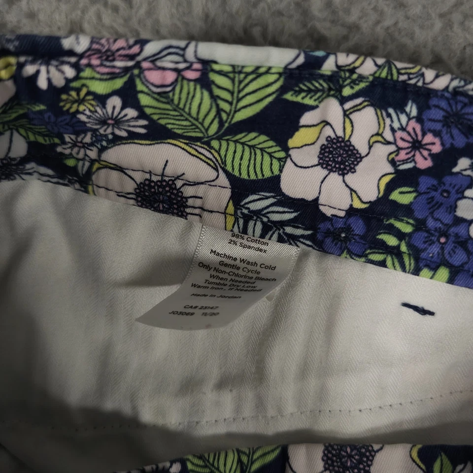 Pantalones Cortos Talbots Perfect Mujer 10 Azul Rosa Amarillo Floral Algodón Elástico Bermudas Foto 4 de 4