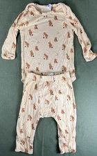 Kate Quinn Baby Yellow Pooh Bear Long Sleeve One Piece & Pants 6-12m Bamboo