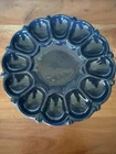 Navy Blue Frankoma Egg plate Serving Tray Maker Marked & Numbered Farmhouse Core
