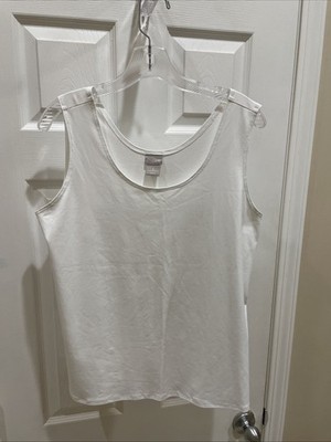 Chicos Gorgeous White Tank Top Sz 3 Sleeveless Tank Top Round Neck