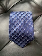 Joseph  Feiss International Silk Tie Necktie Blue Geometric 3.75"x59"