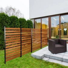 Wooded Air Conditioner Fence 60" H x 38" W 2-Panel for Outdoor with Metal Stakes