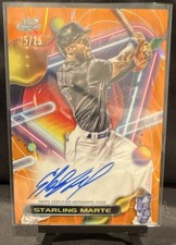 2023 Topps Cosmic Chrome Autograph Starling Marte Mets Orange Galactic /25