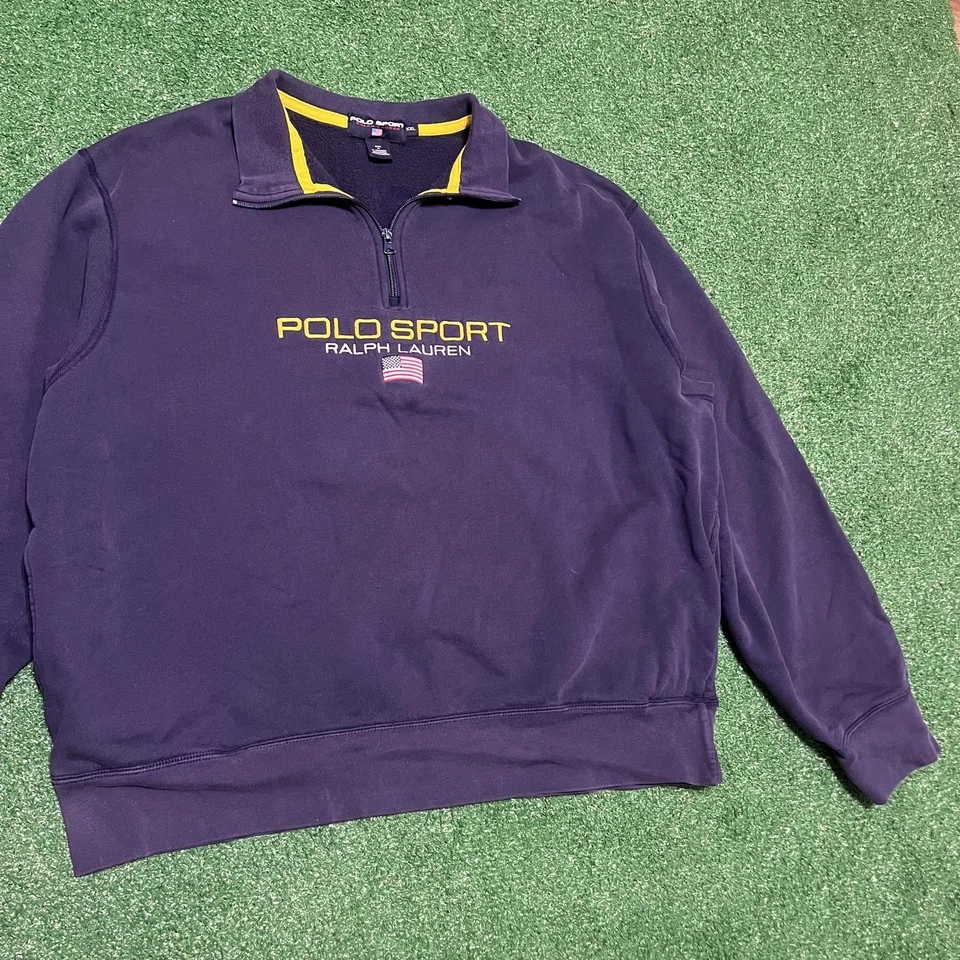 Polo Sport Ralph Lauren Vintage Cuarto Cremallera Sudadera Pullover Talla XXL Hombres  Foto 2 de 4