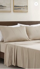 Luxury Bamboo Market Queen Sheets Set in Dune Silky Soft 4 Pc
