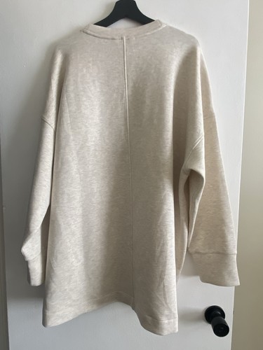 Felpa donna Spanxs 3X Air Essentials scollo a V oversize accogliente modal avena - Foto 2 di 7