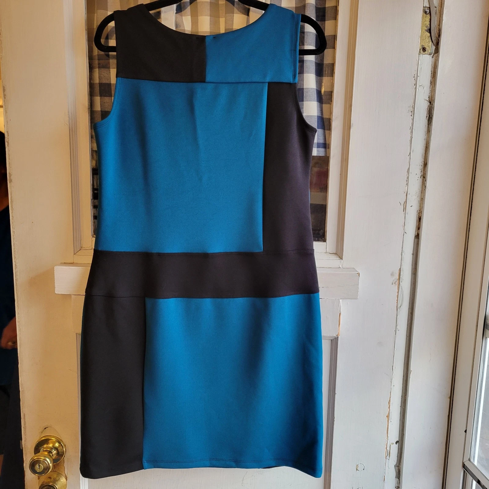 VETEMENTS Abito donna Enfocus maglione senza maniche color block verde acqua e nero taglia 12