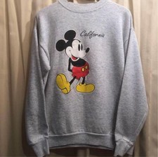 Disney Vintage Mickey Mouse Sweatshirt Gray Medium 80s 90s USA Rare Retro