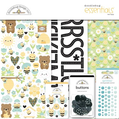 Doodlebug Essentials Page Kit 12''X12''-Bee Happy
