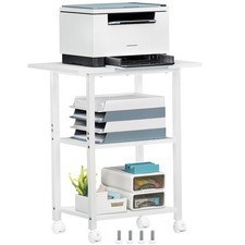 3-Tier Printer Stand, Industrial Mobile Printer Table with Storage Shelf and ...