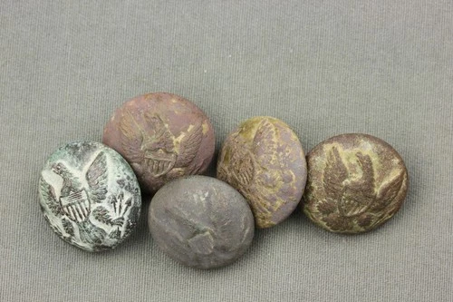 Civil War Eagle Coat Buttons Dug Petersburg Virginia Group Of Five