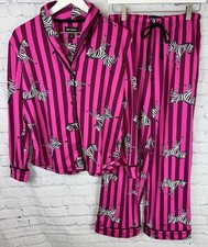 ROOM SERVICE Women's Zebra Pink Striped Pajama Set Size Small