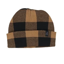 Steve Madden Men's Hat Checkered Beanie Knit Skullcap Lid One Size Brown New