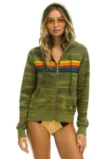 Aviator Nation 5 Stripe Hoodie Womens Size Small Camo Full Zip Made In USA 