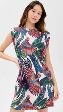 Farm Rio Macaw Flight Mini T-Shirt Dress Sleeveless Size XS Pink Green