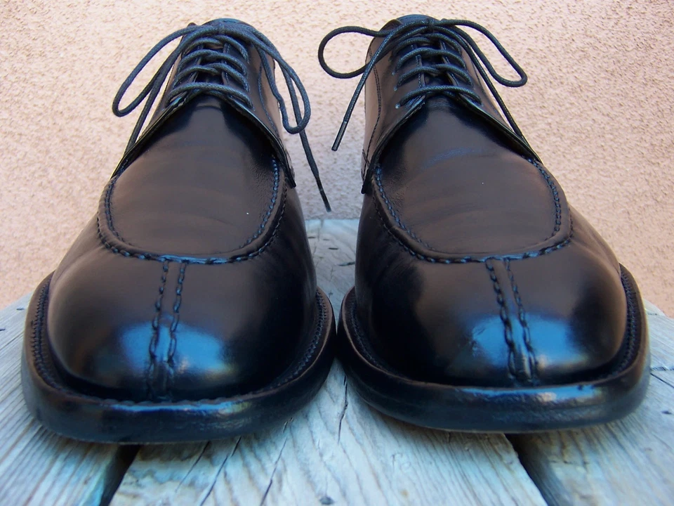 Zapatos de vestir Brooks Brothers para hombre de cuero negro punta dividida con cordones Oxford talla 10D Foto 4 de 4