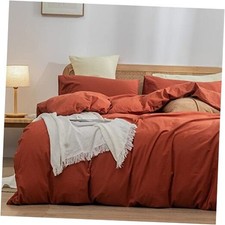 Duvet Cover Set California King 104" x 98" Burnt Brick Red No Comforter 